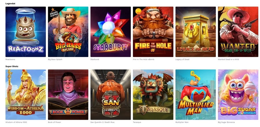 shotz casino pelivalikoima